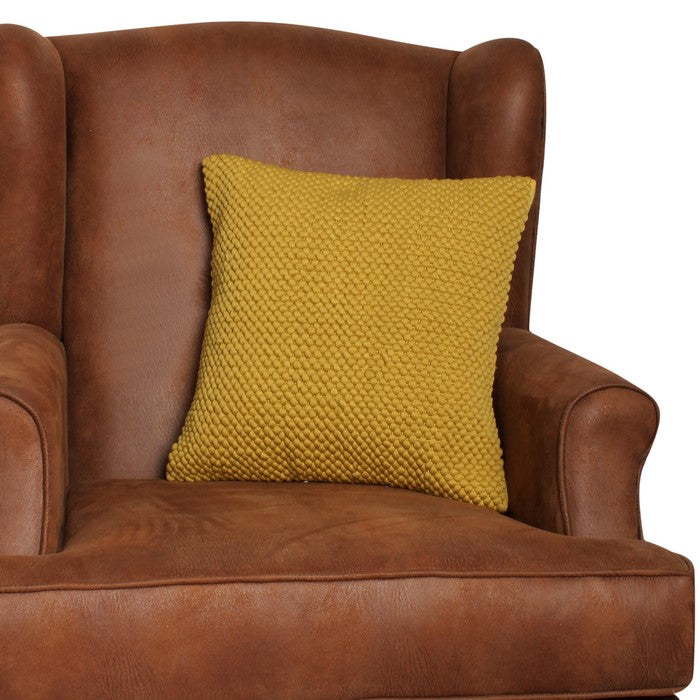 18 x 18 Textured Handwoven Cotton Accent Pillow, Yellow