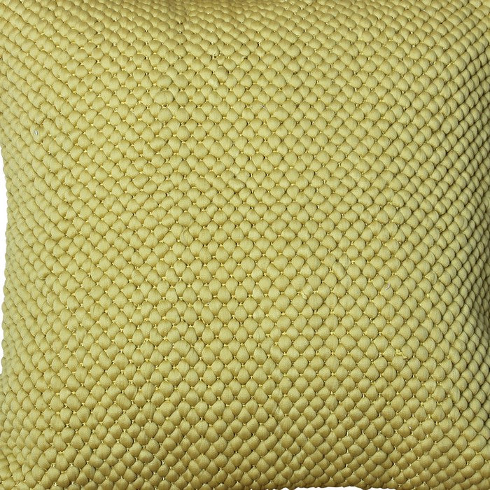 18 x 18 Textured Handwoven Cotton Accent Pillow, Yellow