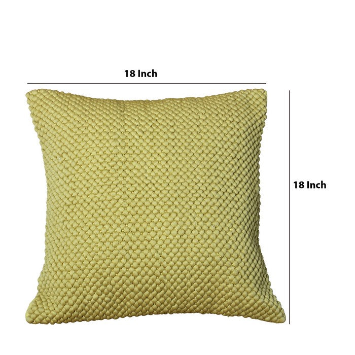 18 x 18 Textured Handwoven Cotton Accent Pillow, Yellow