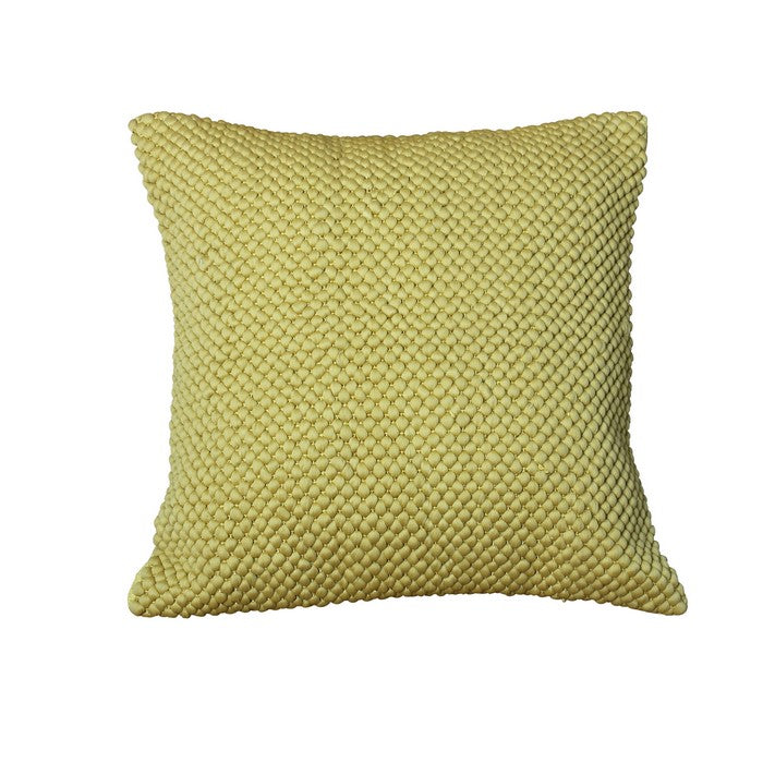 18 x 18 Textured Handwoven Cotton Accent Pillow, Yellow