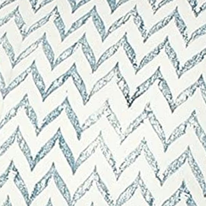2 Piece Accent Pillow with Palmette and Chevron Print, White and Blue