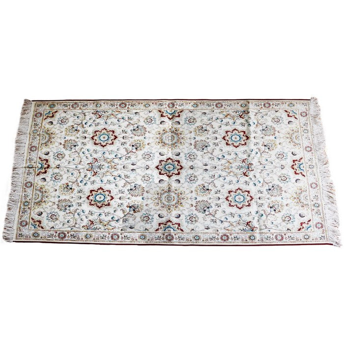 Handwoven Cotton Dhurrie Rug with Fringes and Floral Prints, Multicolor
