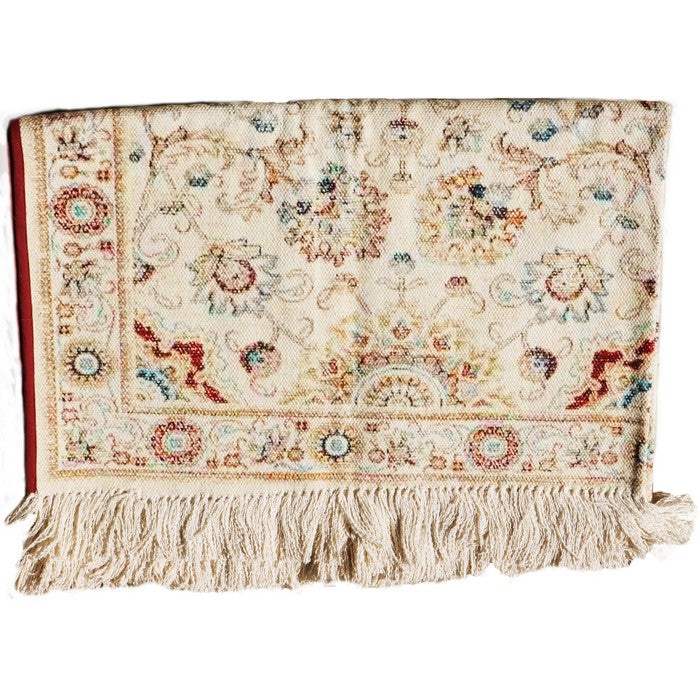 Handwoven Cotton Dhurrie Rug with Fringes and Floral Prints, Multicolor