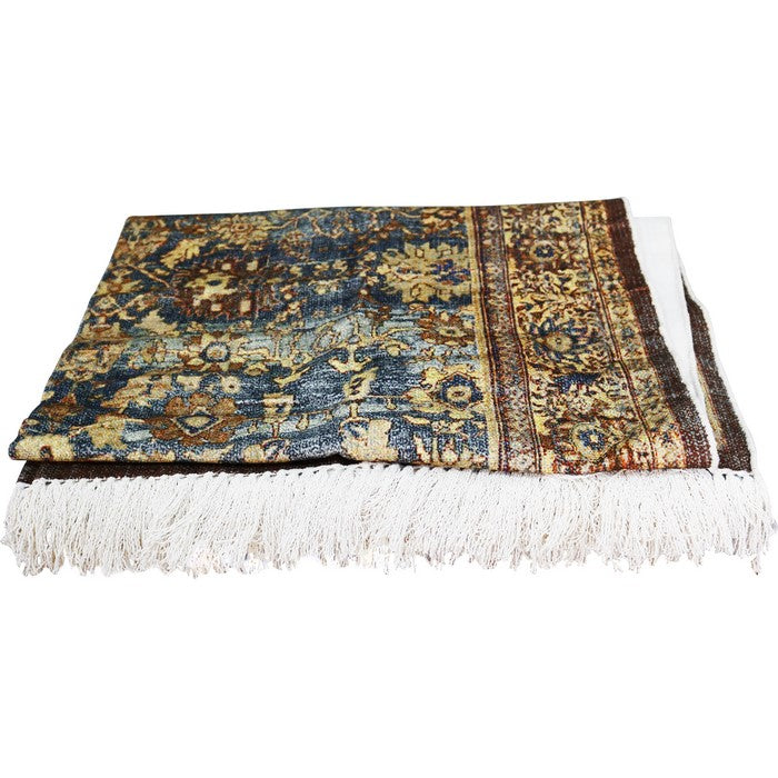 Handwoven Cotton Dhurrie Rug with Fringes and Tribal Prints, Multicolor