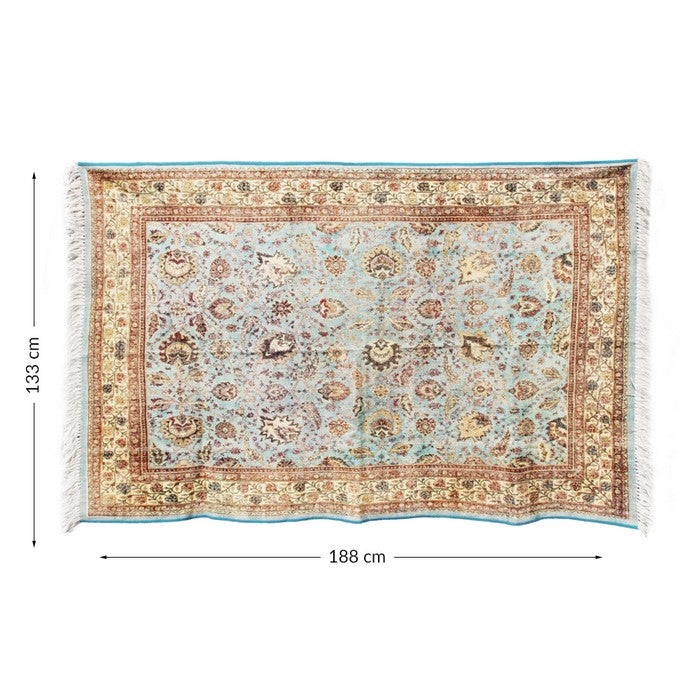 Cotton Handwoven Dhurrie Rug with Fringes and Persian Prints, Multicolor