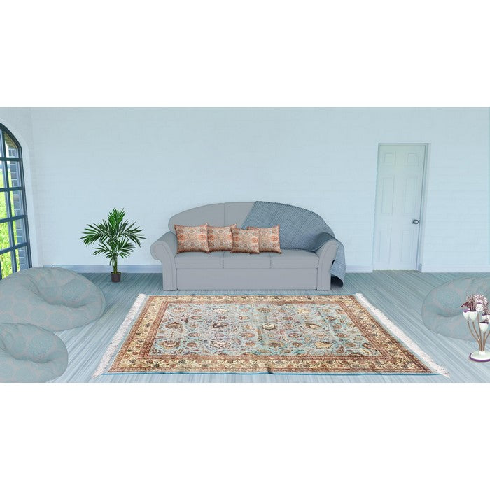 Cotton Handwoven Dhurrie Rug with Fringes and Persian Prints, Multicolor