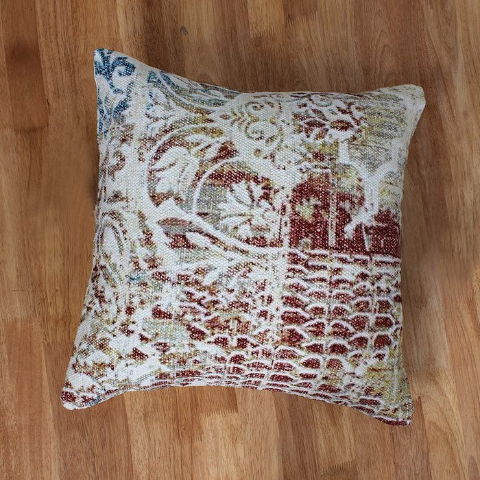 18 x 18 Cotton Accent Pillow with Floral Print, Red and White