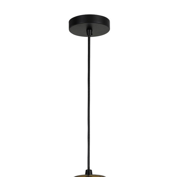 Round Glass Shade Pendant Lighting with Canopy and Hardwired Switch, Brown