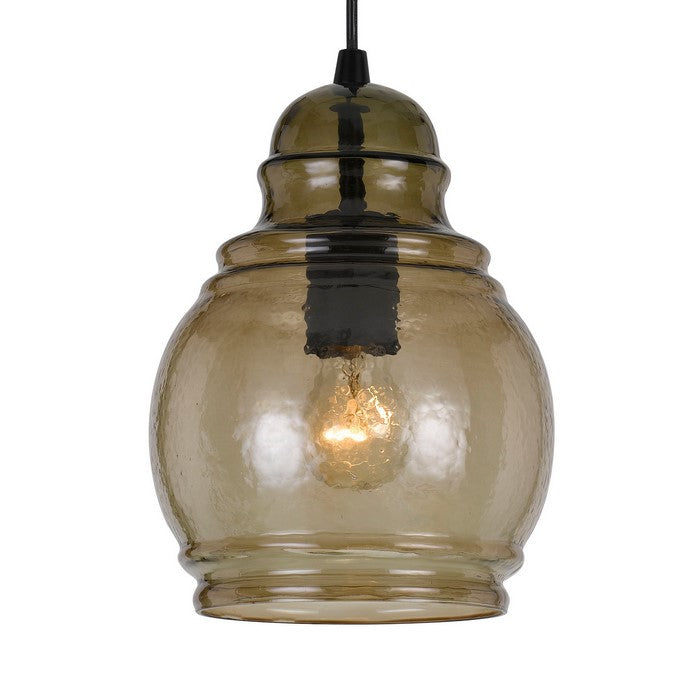 Round Glass Shade Pendant Lighting with Canopy and Hardwired Switch, Gray