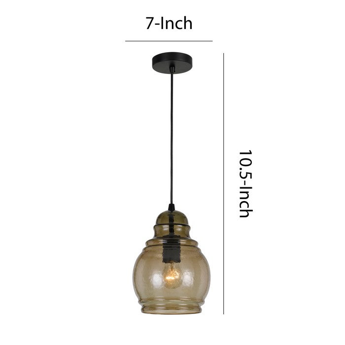 Round Glass Shade Pendant Lighting with Canopy and Hardwired Switch, Gray