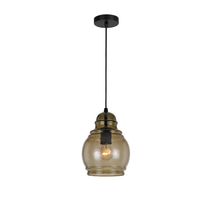 Round Glass Shade Pendant Lighting with Canopy and Hardwired Switch, Gray