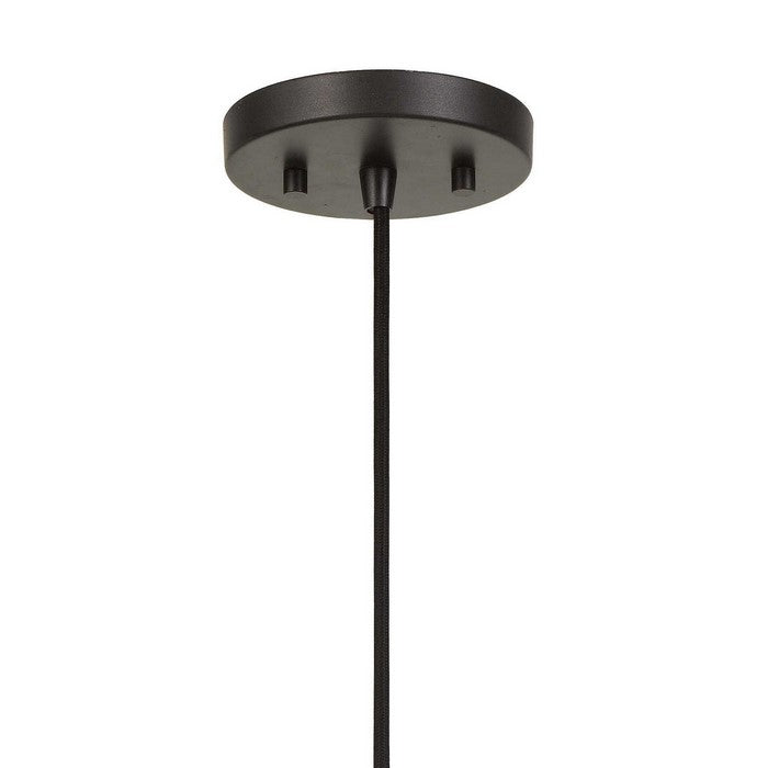 Caged Cylinder Design Metal Pendant Fixture with Canopy, Black and Brown