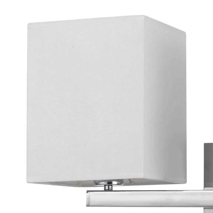 2 Square Wall Lamp with Conjoined Metal Tubular Support, White and Chrome