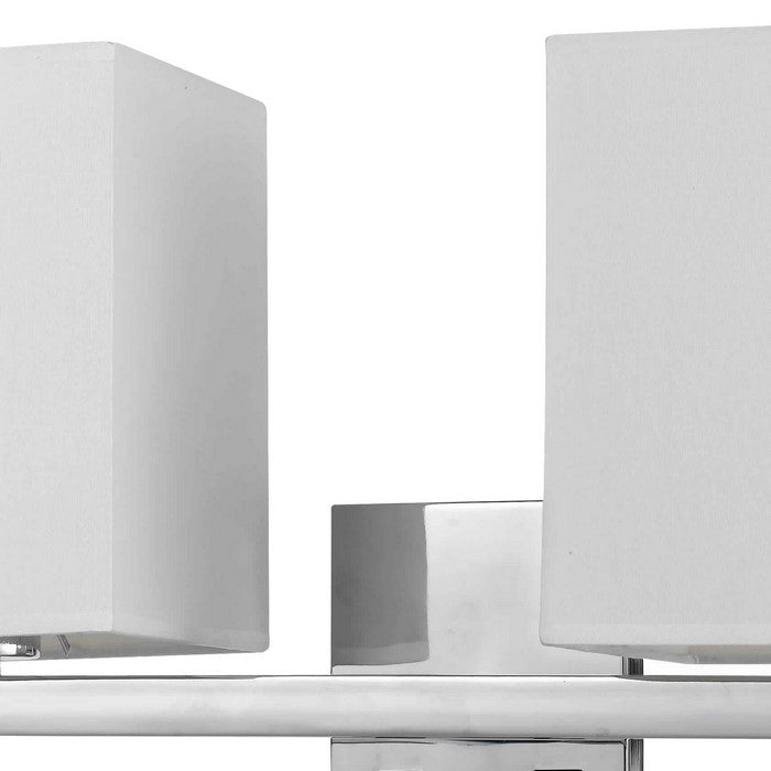 2 Square Wall Lamp with Conjoined Metal Tubular Support, White and Chrome
