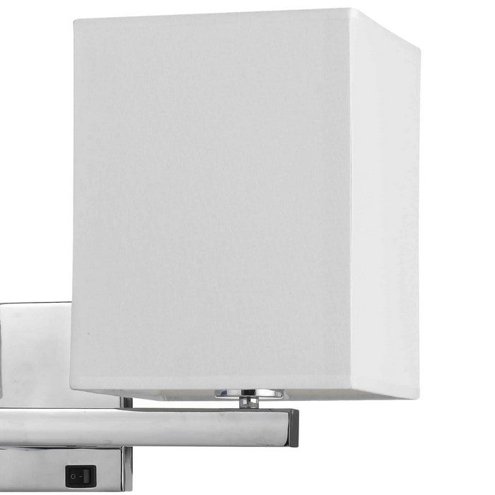 2 Square Wall Lamp with Conjoined Metal Tubular Support, White and Chrome