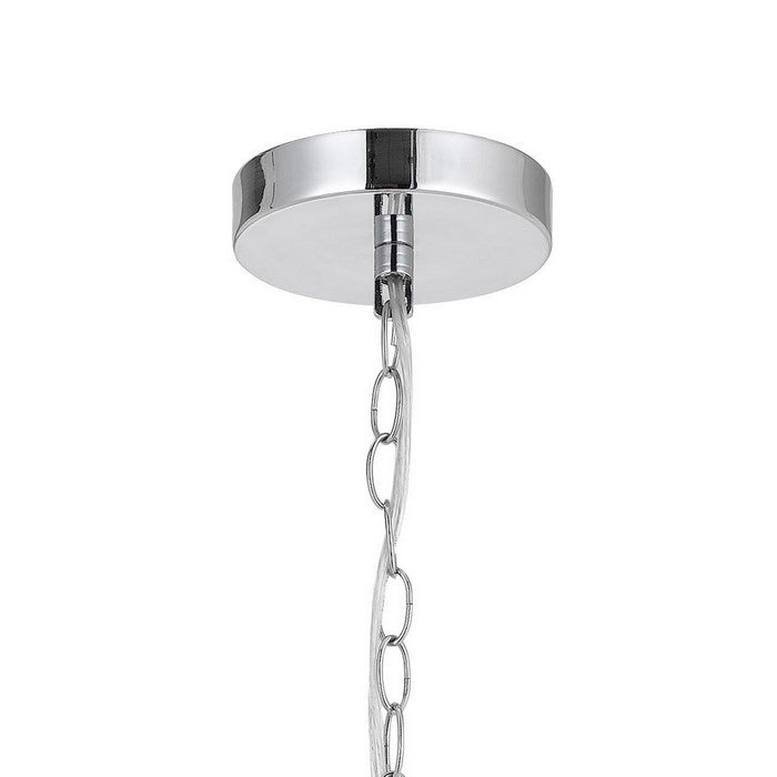 Metal Round Shade Pendant Lighting with Nail Accents and Chain, Silver