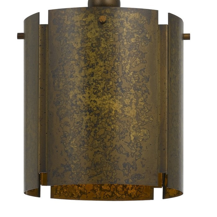 60 Watt Metal Frame Pendant with Cut Outs, Distressed Gold