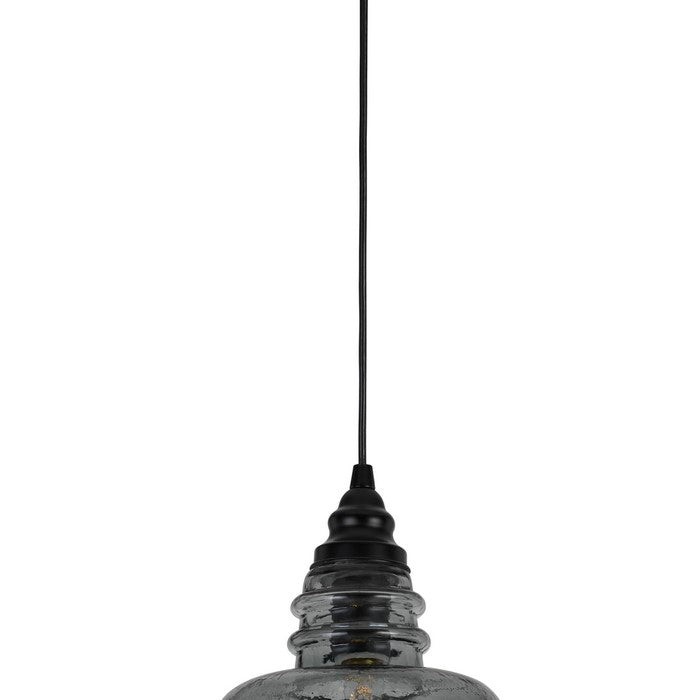 Elongated Round Glass Shade Pendant Lighting with Hardwired Switch, Gray