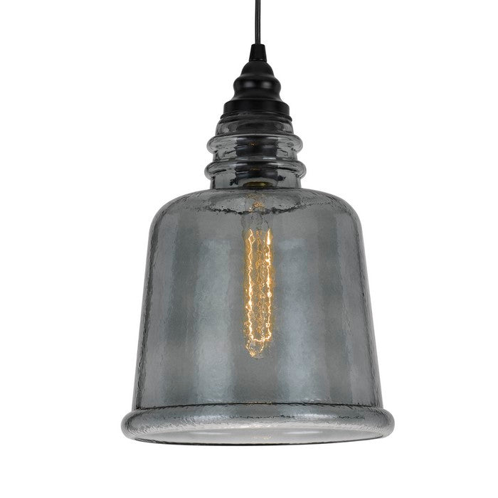 Elongated Round Glass Shade Pendant Lighting with Hardwired Switch, Gray