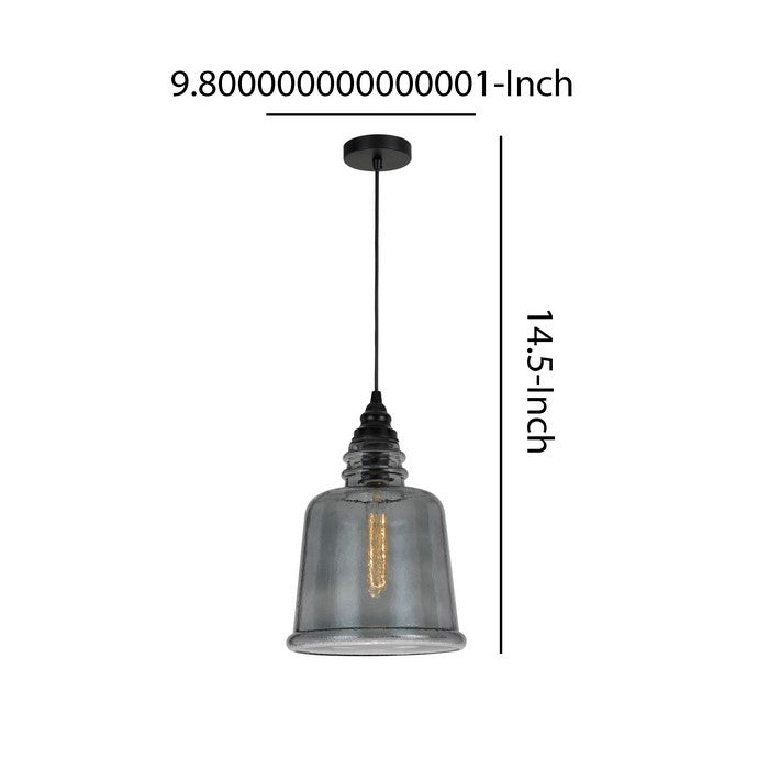 Elongated Round Glass Shade Pendant Lighting with Hardwired Switch, Gray