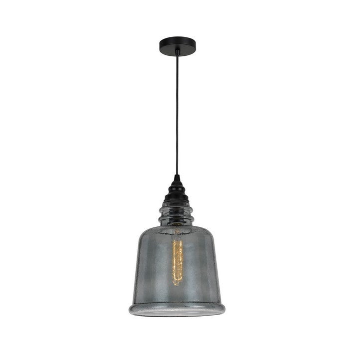 Elongated Round Glass Shade Pendant Lighting with Hardwired Switch, Gray