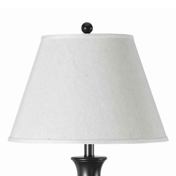 Metal Table Lamp Pedestal Base and 2 Power Outlet, Black and White