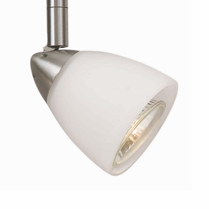 Metal Track Light with Interchangeable Round Glass Shade, Silver and White