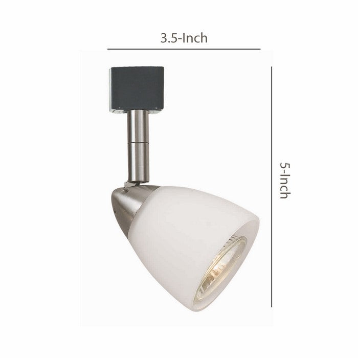 Metal Track Light with Interchangeable Round Glass Shade, Silver and White