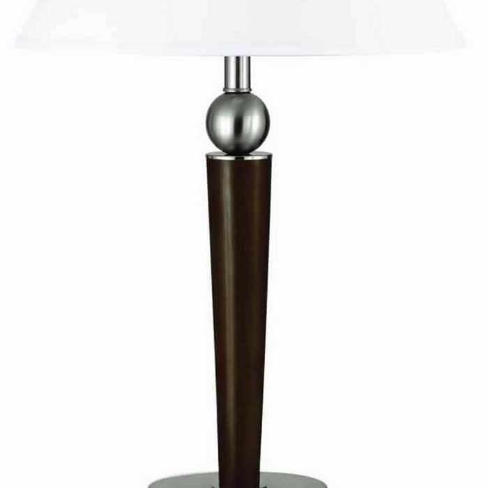 Fabric Shade Table Lamp with Metal Base and Ball Accent, White and Brown