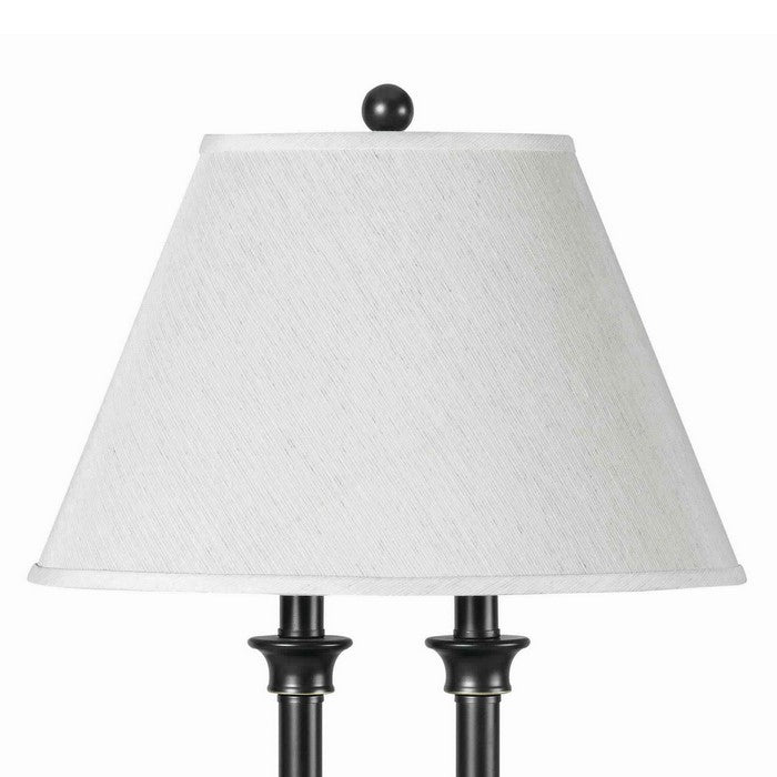 60 X 2 Watt Metal Desk Lamp with Fabric Shade and USB Docks, White and Black
