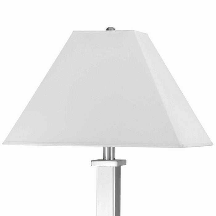 60 X 2 Watt Metal Night Stand Lamp with Tapered Shade, White and Silver