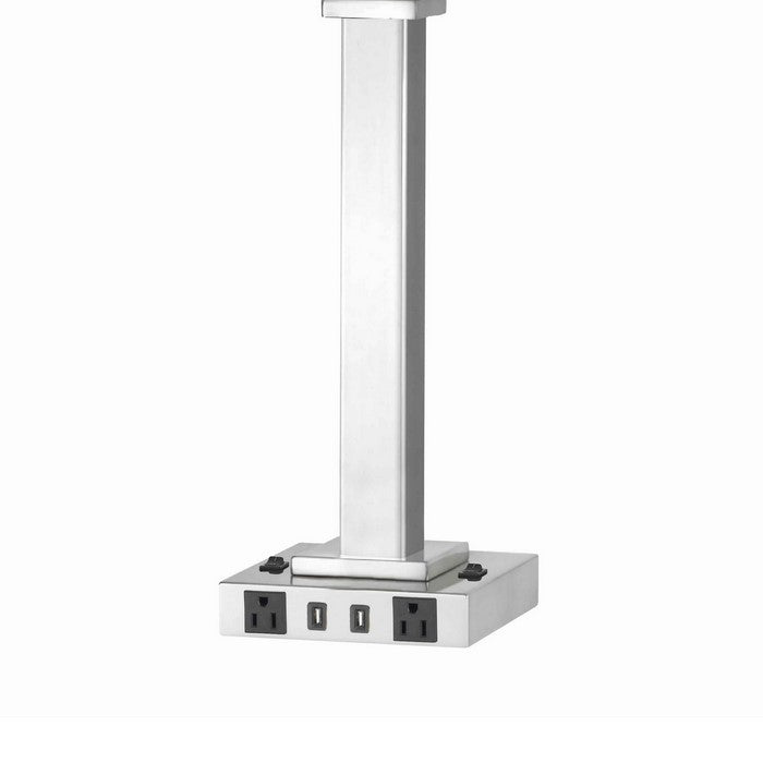 60 X 2 Watt Metal Night Stand Lamp with Tapered Shade, White and Silver