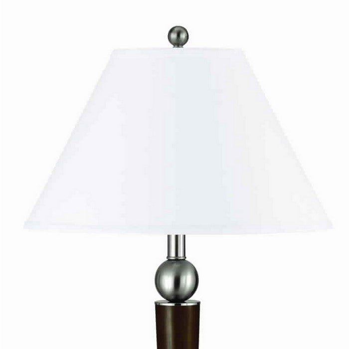 60 X 2 Watt Metal Frame Night Stand Lamp with Fabric Shade, White and Brown