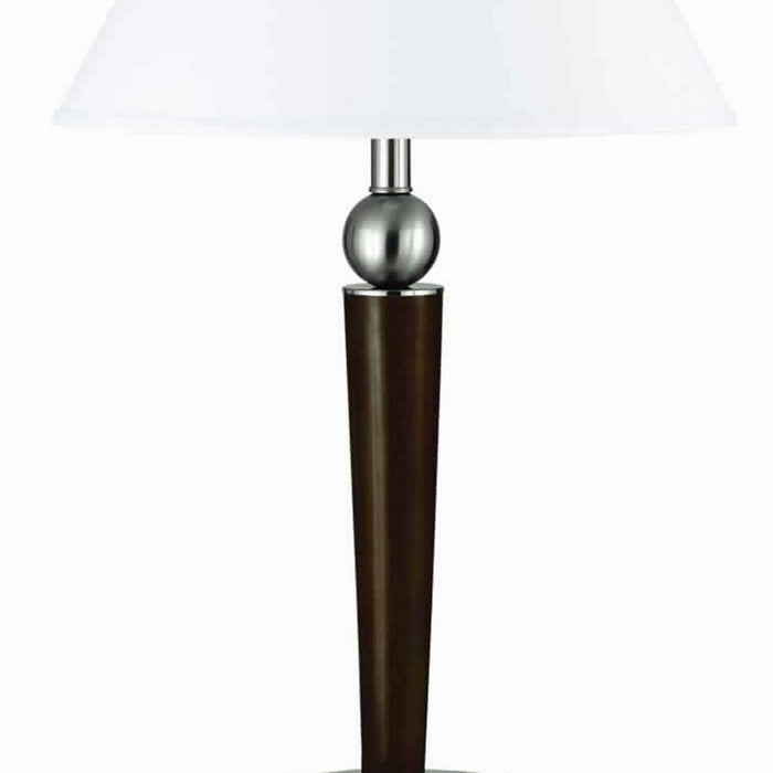 60 X 2 Watt Metal Frame Night Stand Lamp with Fabric Shade, White and Brown