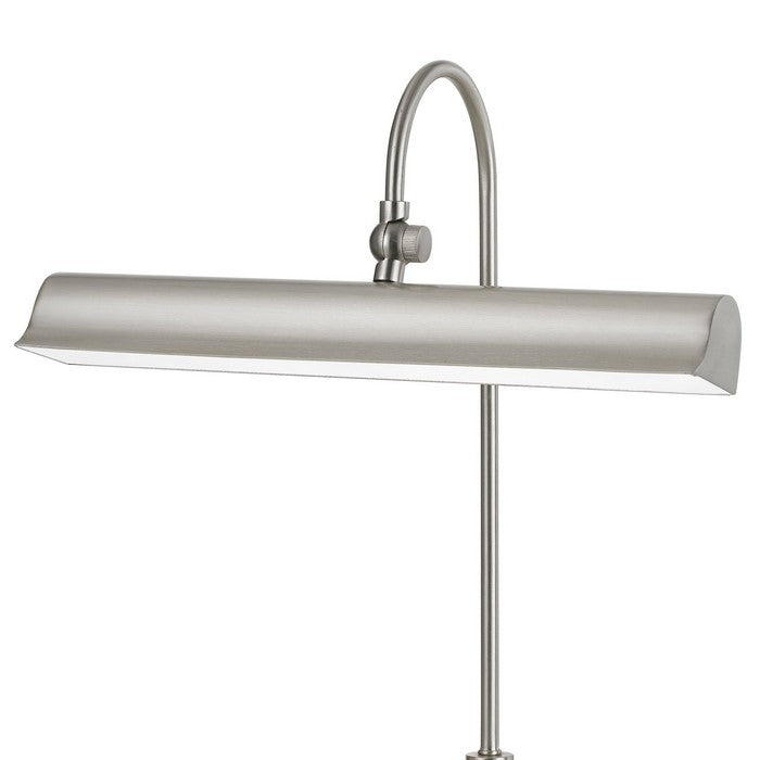 10W LED Metal Desk Lamp with Rectangular Base and 2 USB Outlets, Silver