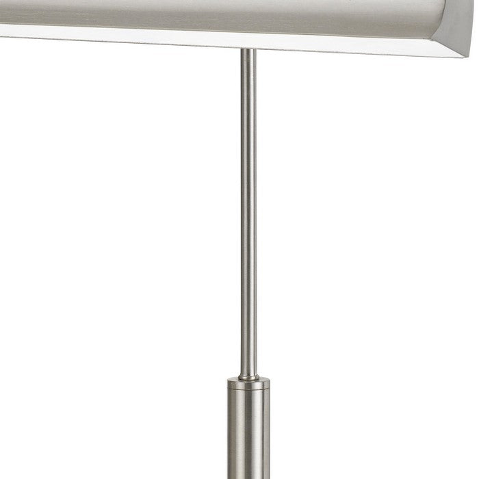10W LED Metal Desk Lamp with Rectangular Base and 2 USB Outlets, Silver