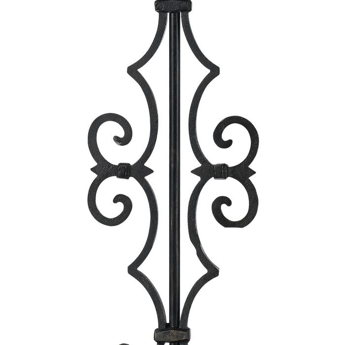 Rectangular Shade Table Lamp with Scrolled Metal Base, Gray and Black