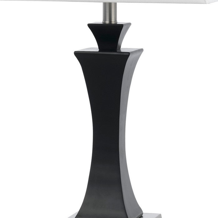 Night Stand Lamp with 2 Power outlets and 2 USB ports, White and Black