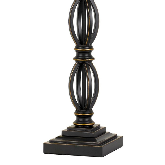 Rectangular Fabric Shade Table Lamp with Twisted Metal Base, Dark Bronze