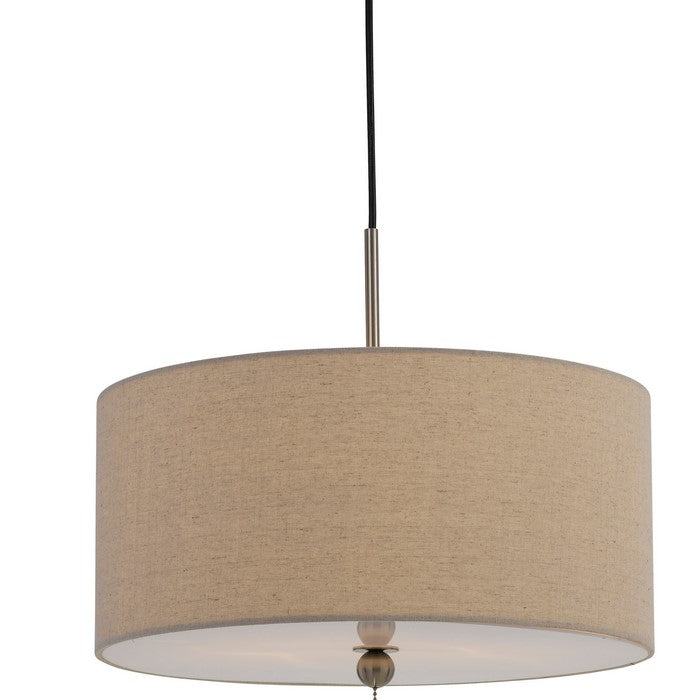 60 X 2 Watt Drum Shade Pendant Fixture with 3 Cord Hangers, Beige