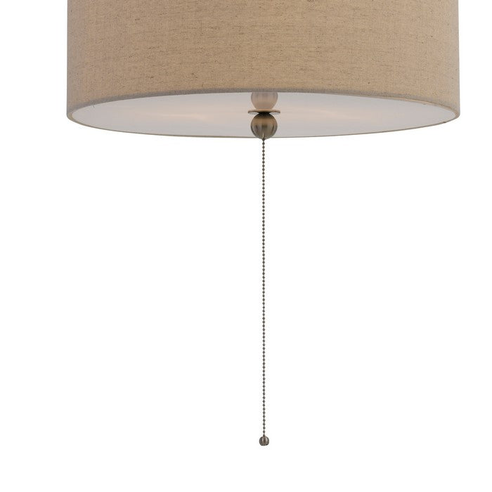 60 X 2 Watt Drum Shade Pendant Fixture with 3 Cord Hangers, Beige
