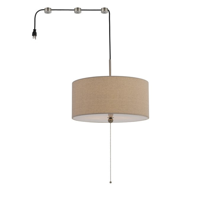 60 X 2 Watt Drum Shade Pendant Fixture with 3 Cord Hangers, Beige
