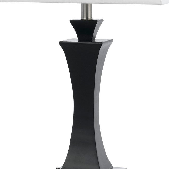 Night Stand Lamp with 2 Power outlets and 2 USB Ports, Black and White