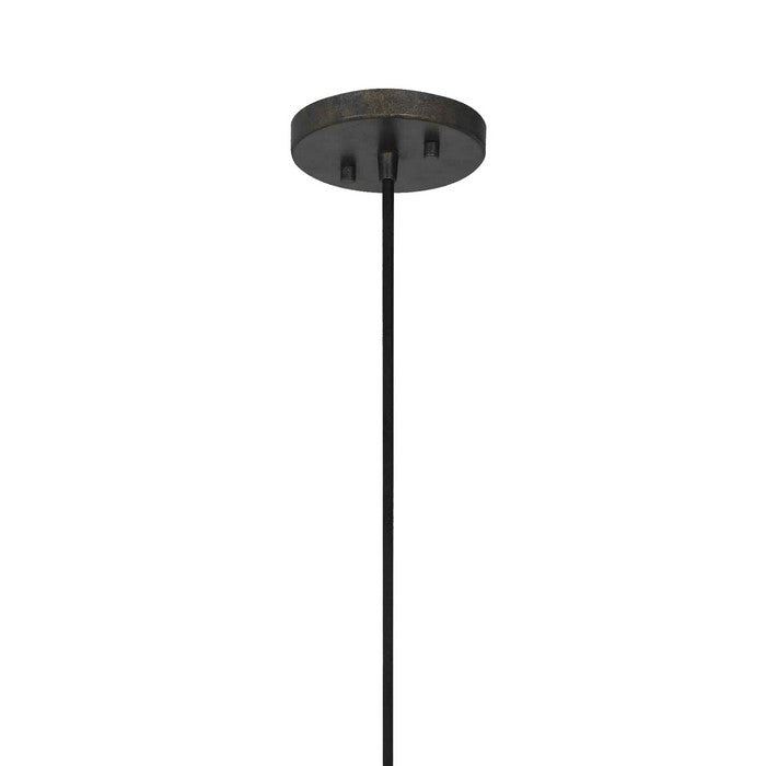 60 Watt Metal Frame Pendant Fixture with Wood and Glass Shade, Brown