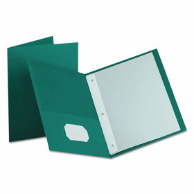 Oxford Twin Pocket Portfolios with Three Tang Fasteners, Teal, 25/box (57755EE)
