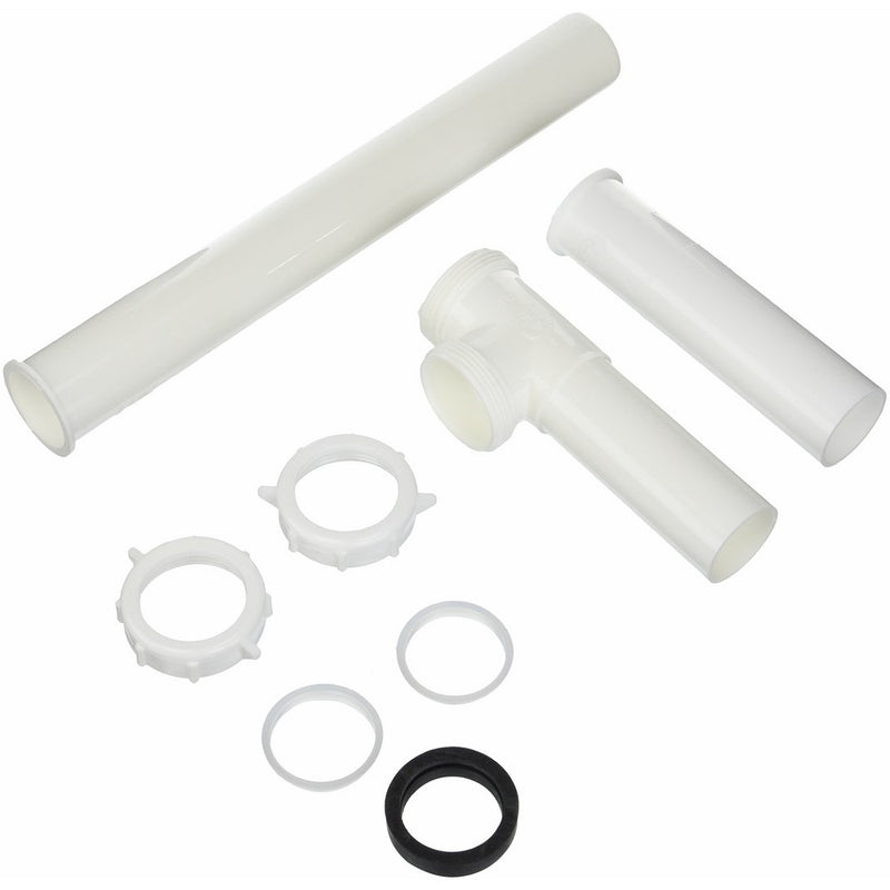 Keeney 334W 1-1/2-Inch by 16-Inch End Outlet Disposer Drain Kit, White