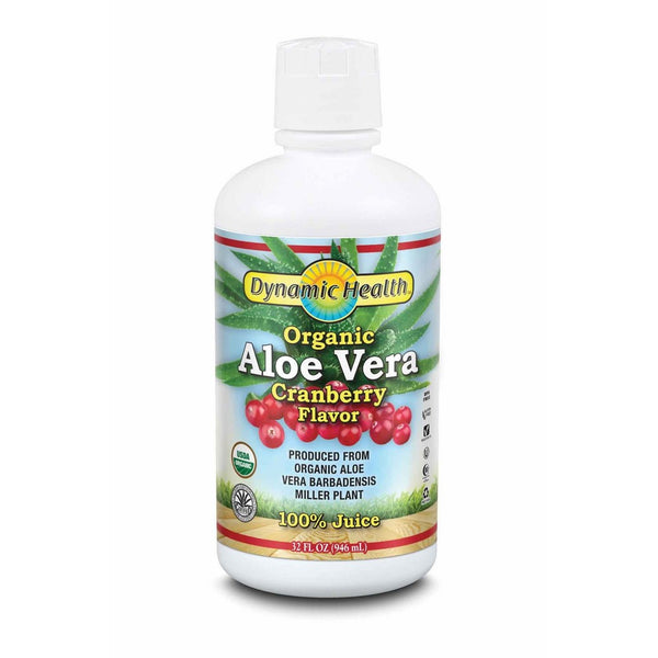 Dynamic Health Organic Certified Aloe Vera Juice Cranberry Flavor, 32-Ounce Bottle