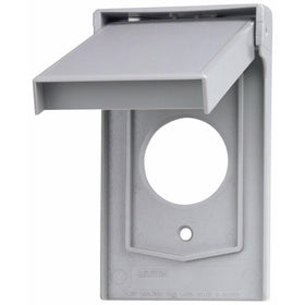Leviton 4979-GY 1-Gang Single Receptacle Wallplate Cover, Weather-Resistant, Thermoplastic, Device Mount, Vertical Self Closing Lid, Gray