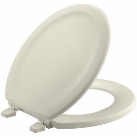 KOHLER K-4648-47 Stonewood Molded-Wood with Color-Matched Plastic Hinges Round-front Toilet Seat, Almond