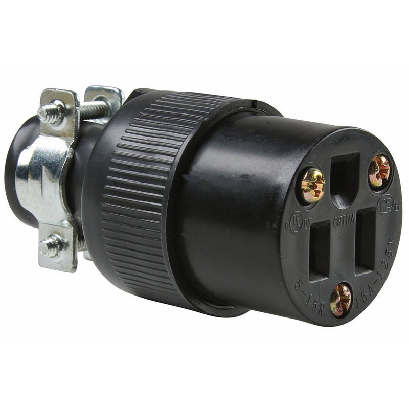 Legrand-Pass & Seymour 114GMCCC16Rubber connector with vinyl cord clamp, 15 amp, 125 volt, Black.
